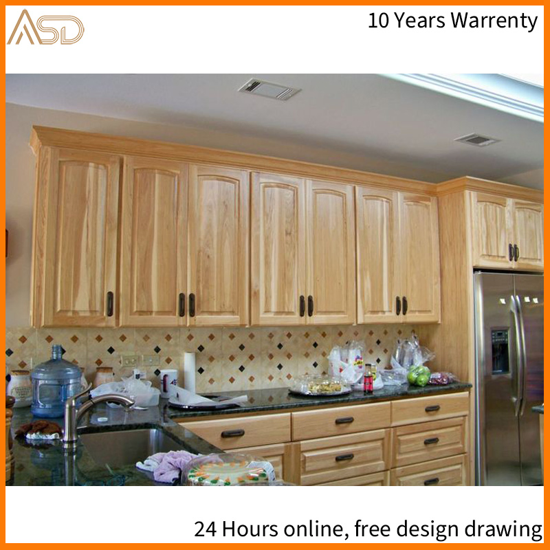 Custom Rustic Style Storage Cabinet Shaker Stained Cherry Modern Kitchen Cabinet with Conceals Refrigerator