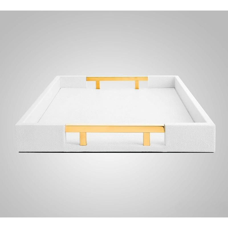 Promotional Elegant Rectangle White Glossy Decorative Serving Tray Home Decor Fashion-Accessories