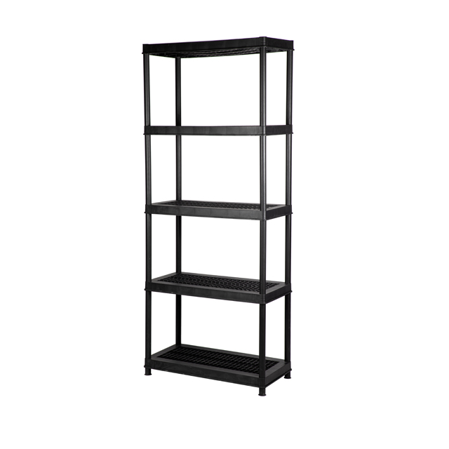 Black18 36*18*72inches 5 Tier Heavy Duty Plastic Shelving Unit, 150lbs Per Shelf, Modular Garage Rack Storage
