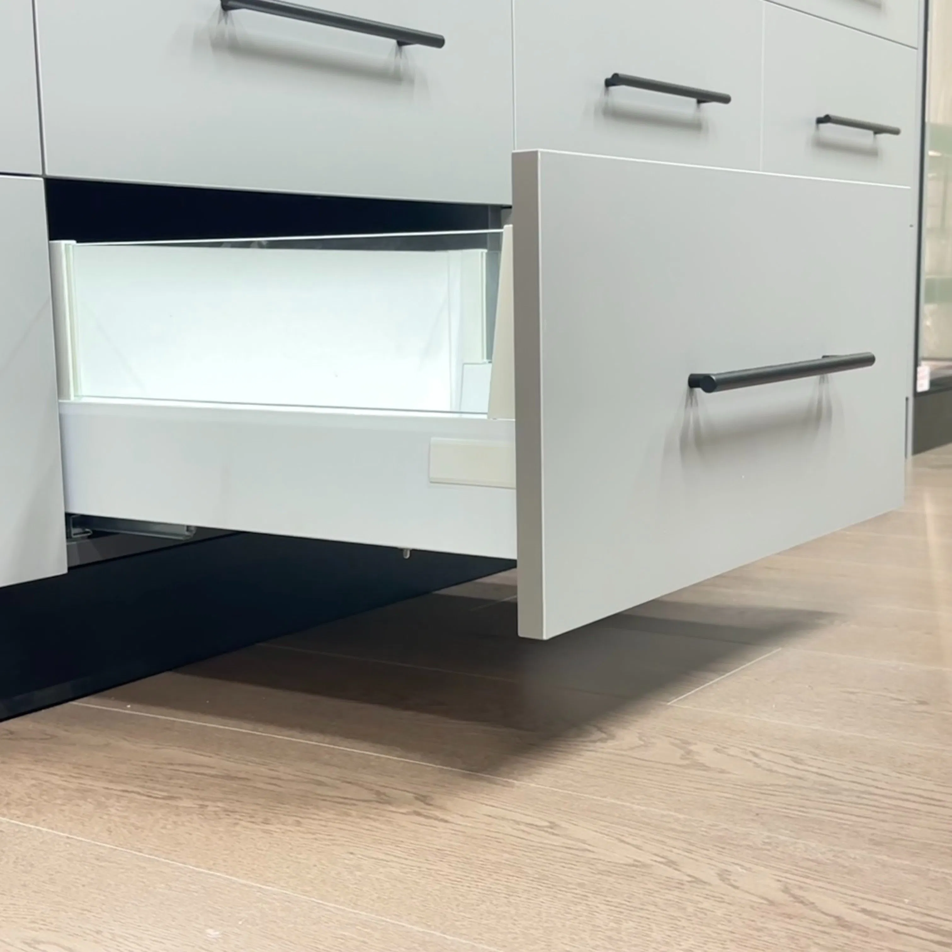 Inner Classical Drawer System with Extended Side Glass for Kitchen Cabinet