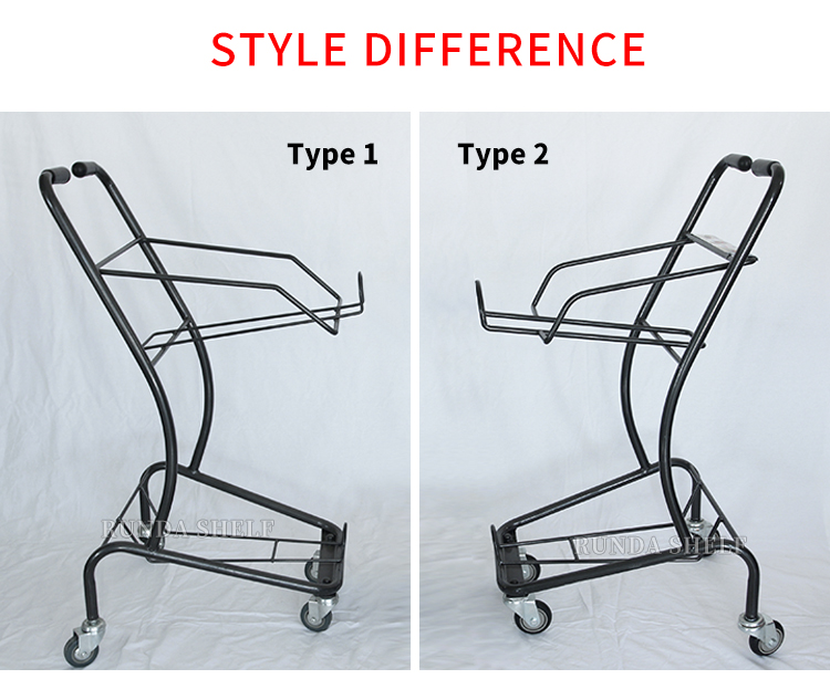 Supermarket Shopping Trolley with Black Wheels Chrome Plated Folding Unfolding Features PP Plastic Material Price Playmarket