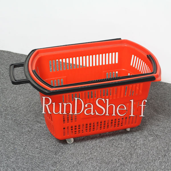 RD-HB-09 Supermarket Shopping Cart Used PP Material Shopping Baskets with Wheels