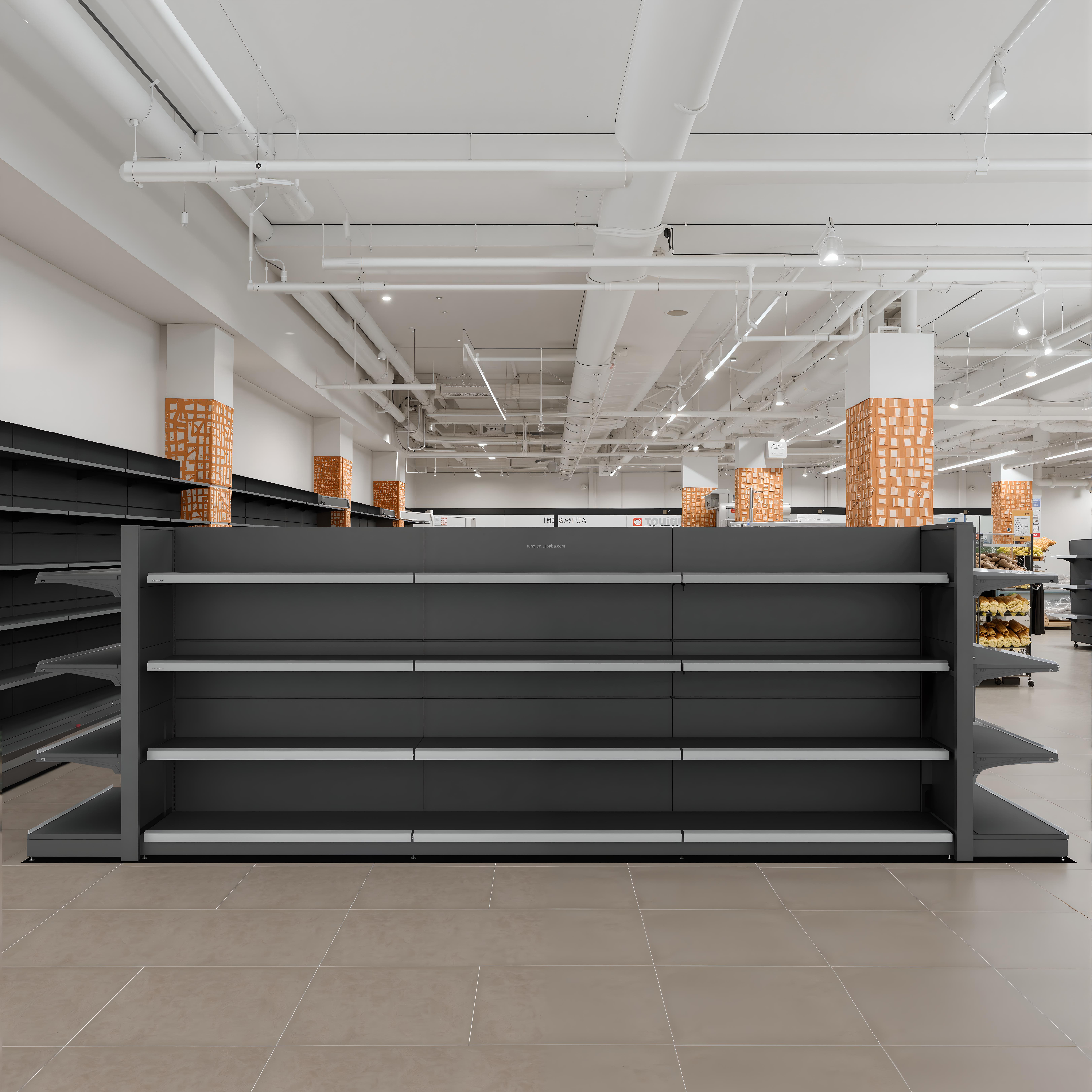 Heavy Duty Single-Sided Supermarket Rack Retail Convenience Store Gondola Shelves Made Durable Metal Steel Supermarket Shelves