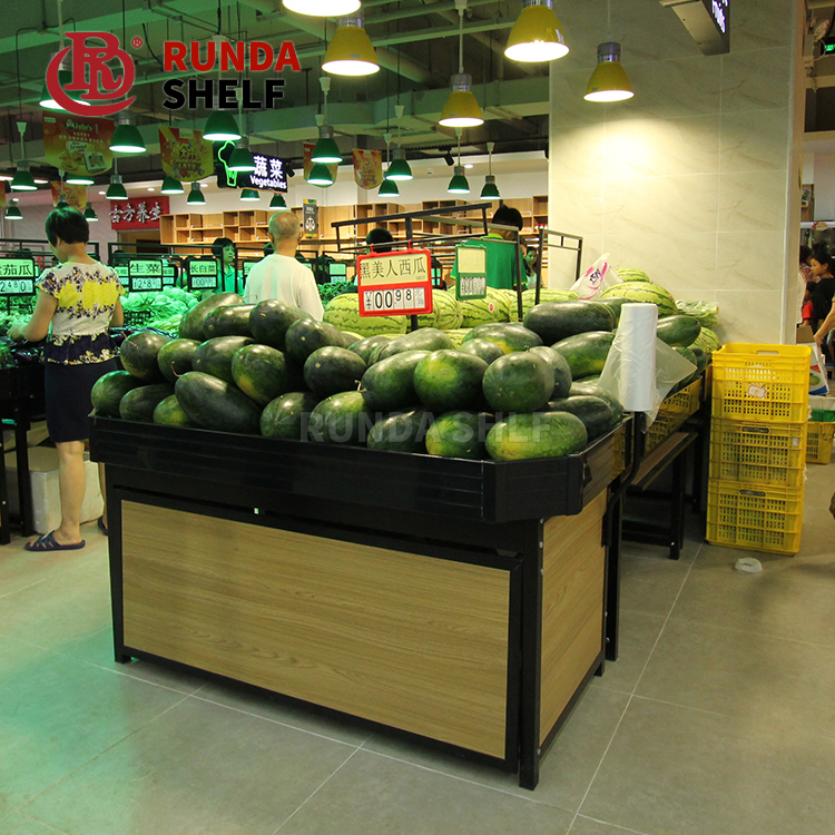 FS-02 Single-Sided Supermarket Rack Light Duty Steel Grocery Display Shelf for Vegetables and Fruits for Store Use