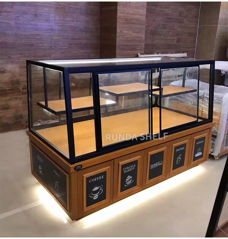 Supermarket Bakery Store Retail Single-Sided Wood Bread Display Stand Rack Light Duty Metal Shelf