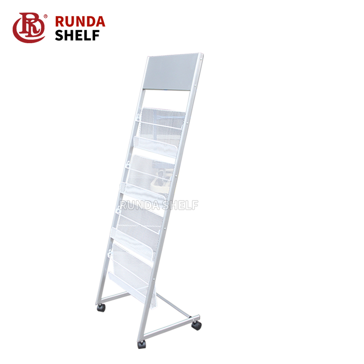 RD-B6 Modern Free Rotating Stand Newspaper and Comic Book Display Rack Metal Retail Shelf for Supermarkets