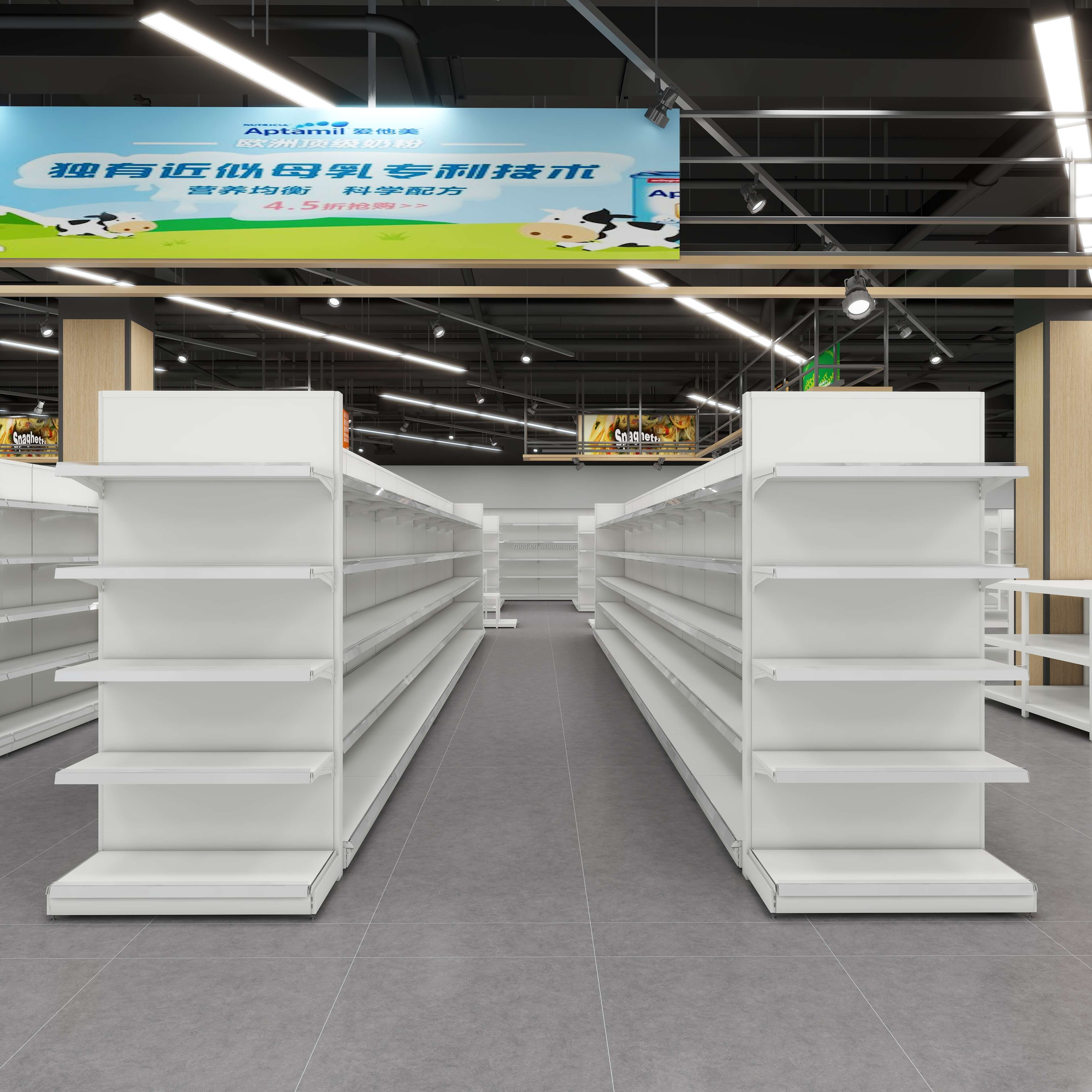 Hot Sale Lightweight Steel Wall-Mounted Display Rack Wooden Metal Stand for Grocery Store Supermarket Clothing Display Stand