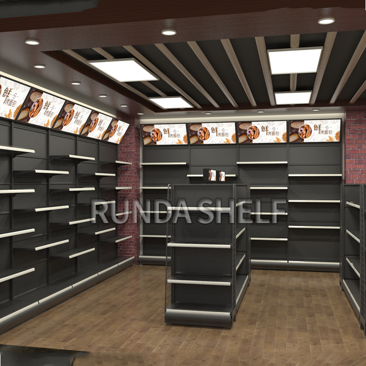 Factory Direct Metallic Light Duty Supermarket Rack Retail Display Equipment Shelving Gondola
