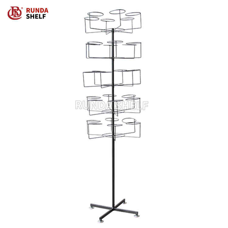 Single-Sided Metal Rotating Rack Light Duty Jewelry Display Stand for Earrings and Bracelets Supermarket Style