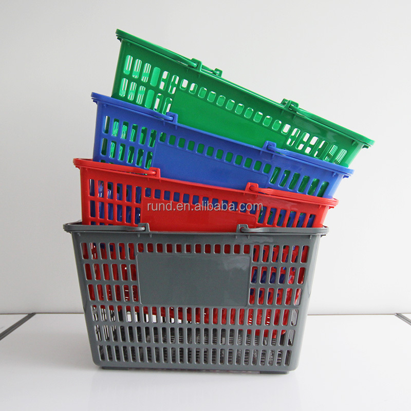 RD 01 Supermarket Shopping Hand Basket PP Material with Metal Construction for Mall Use