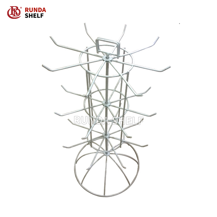 Single-Sided Metal Rotating Rack Light Duty Jewelry Display Stand for Earrings and Bracelets Supermarket Style