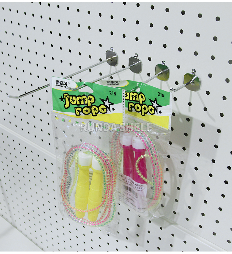 Supermarket Metal Looped Lock Pegboard Electroplate Hook Panel Single Hook Double-Sided Light Duty Style
