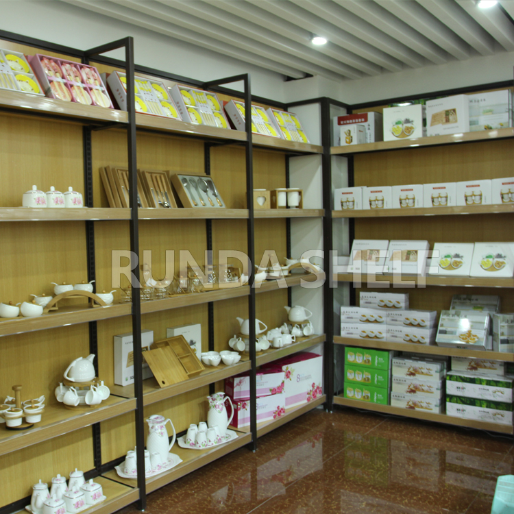 Promotional Single-Sided Metal Display Shelf Rack Not Second-Hand for Supermarket Wood Shelf Used for Usage