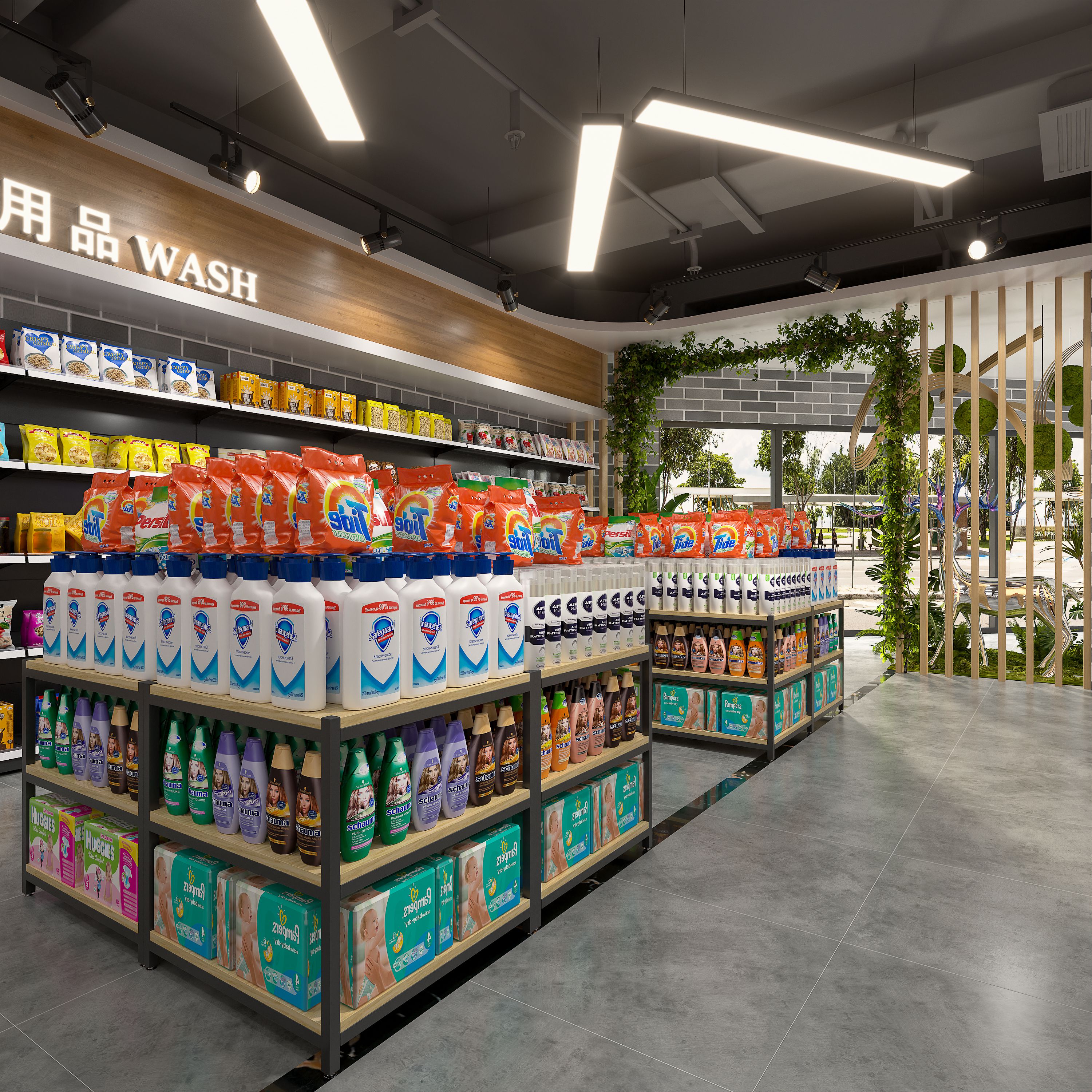 Supermarket Gondola Shelving High Quality Heavy Duty Single-Sided Display Racks Wood and Metal Material OEM Available