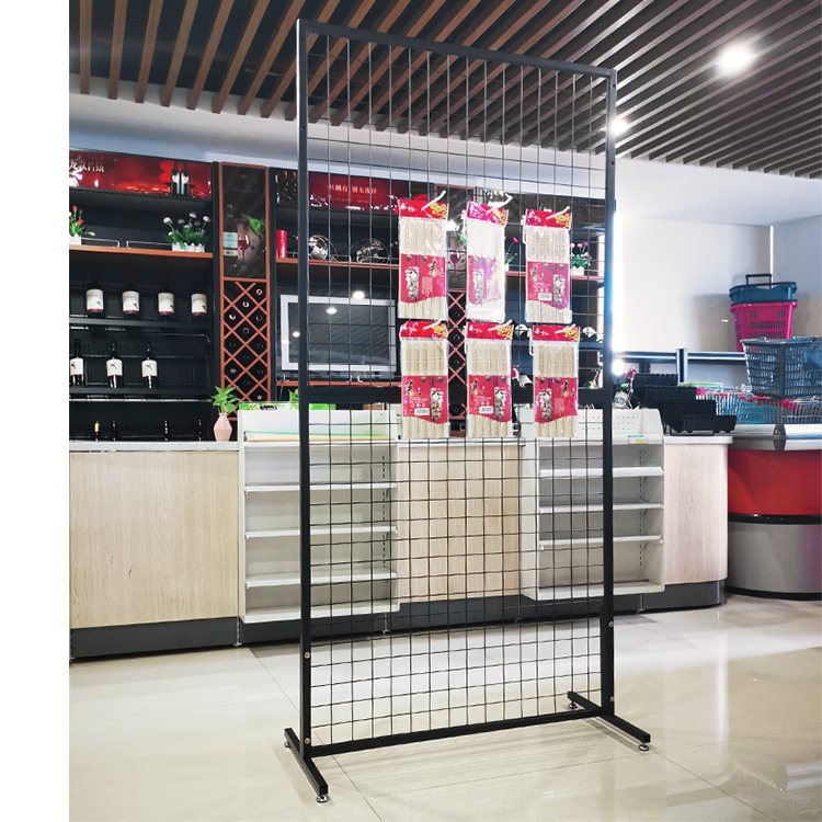 Single-Sided Metal Grid Wall Panel for Display and Store Steel Display Rack Stand for Supermarkets and Stores