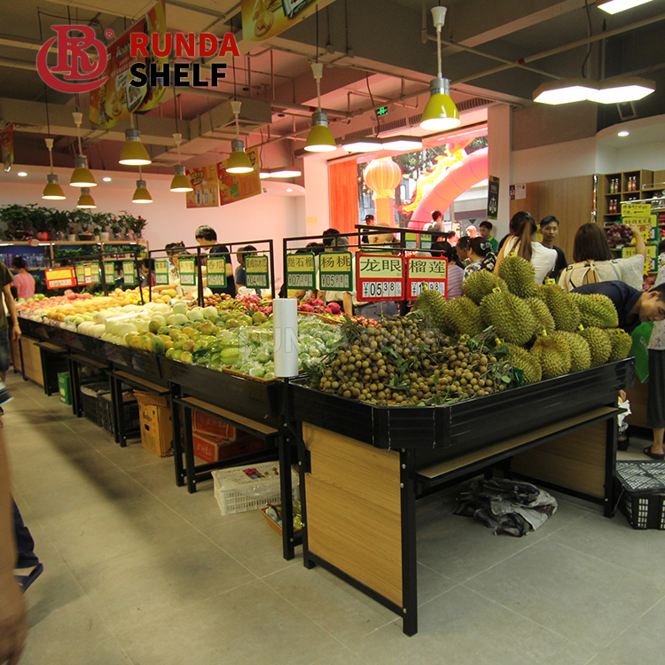 FS-02 Single-Sided Supermarket Rack Light Duty Steel Grocery Display Shelf for Vegetables and Fruits for Store Use