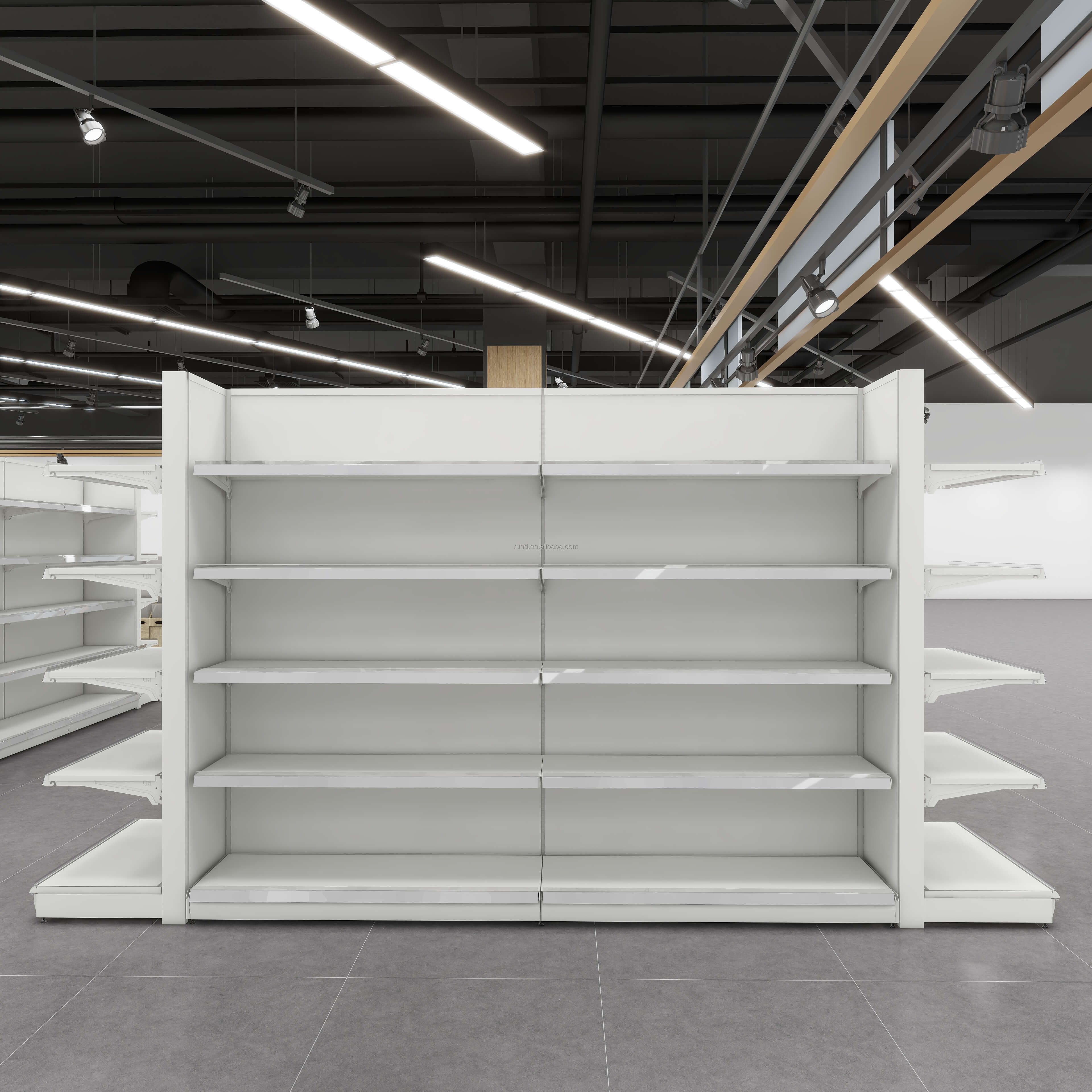 Hot Sale Lightweight Iron Display Rack Wall-Mounted Wooden Metal Stand for Grocery Store Supermarket Clothing Display