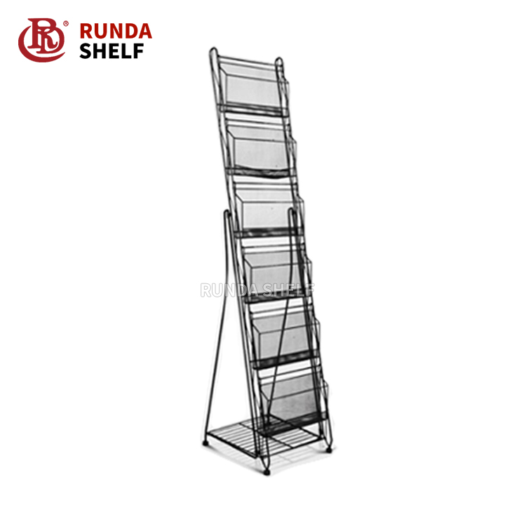 RD-B6 Modern Free Rotating Stand Newspaper and Comic Book Display Rack Metal Retail Shelf for Supermarkets