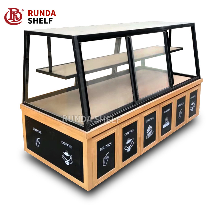 Supermarket Bakery Store Retail Single-Sided Wood Bread Display Stand Rack Light Duty Metal Shelf