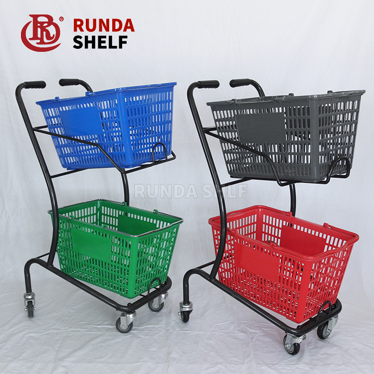 unFolding Wire Supermarket Trolley with Wheels Used As Shopping Cart or Magazine Rack