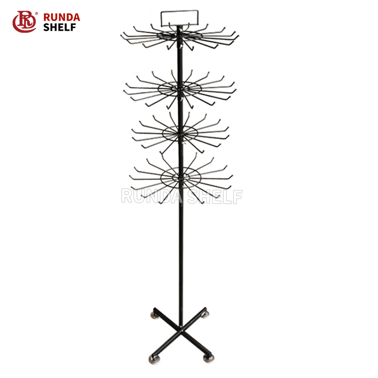 Single-Sided Metal Rotating Rack Light Duty Jewelry Display Stand for Earrings and Bracelets Supermarket Style