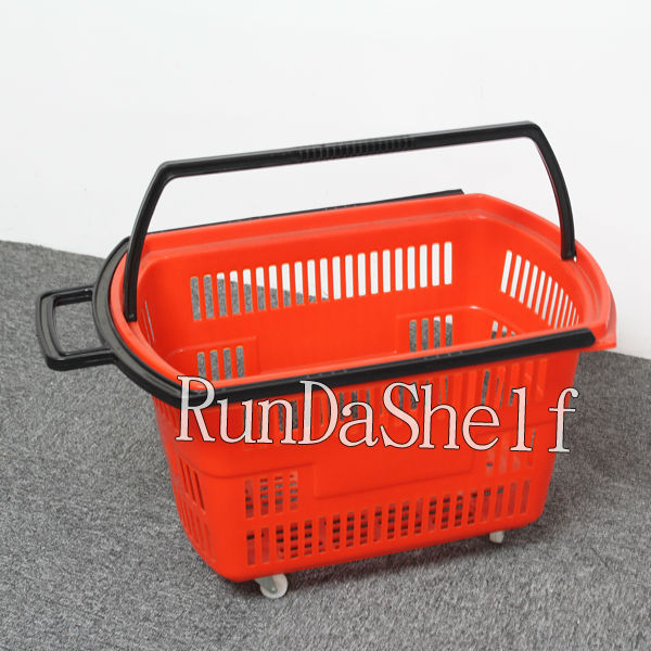RD-HB-09 Supermarket Shopping Cart Used PP Material Shopping Baskets with Wheels