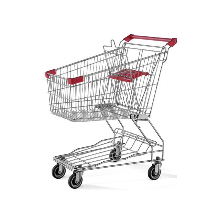 Asian Supermarket unFolding Shopping Trolleys Carts Stainless Steel and Plastic with PP Aluminium Steel Materials for Mall Use