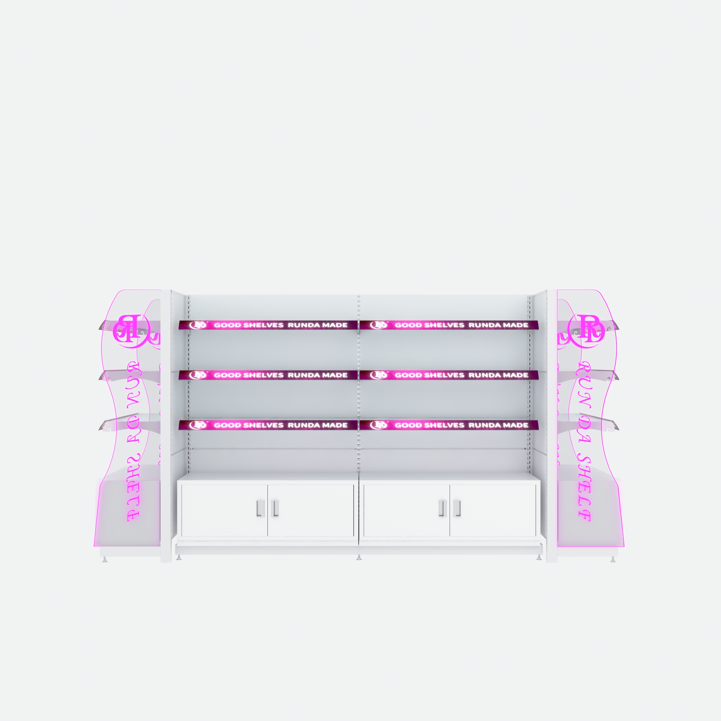 Cosmetic Store Supermarket Gondola Display Shelf Rack Rack System Display Stand Provide 3D Store Layout Glass or Metal Metallic
