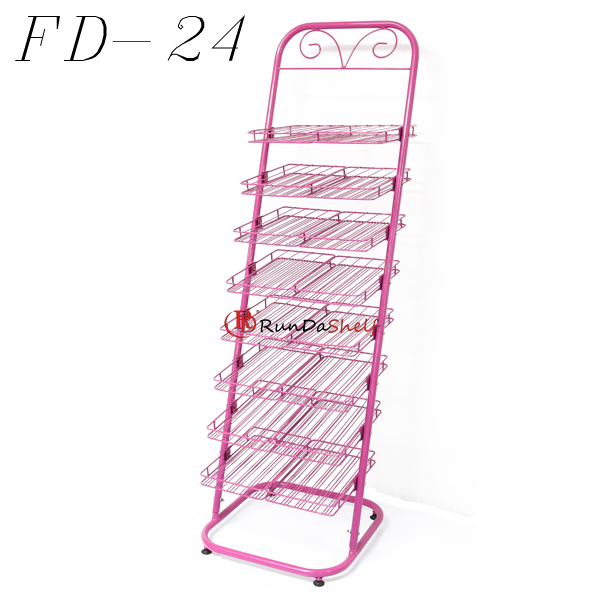RD-FD-24 Custom Free Standing Double-Sided Nail Polish Display Rack Light Duty Supermarket Wire Rack Supermarket Shelves Metal