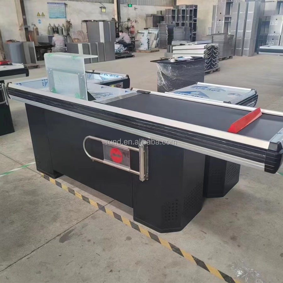 Supermarket Cashier Store Checkout Counter for Sale Made of Wood Steel and MDF Cash Register Type