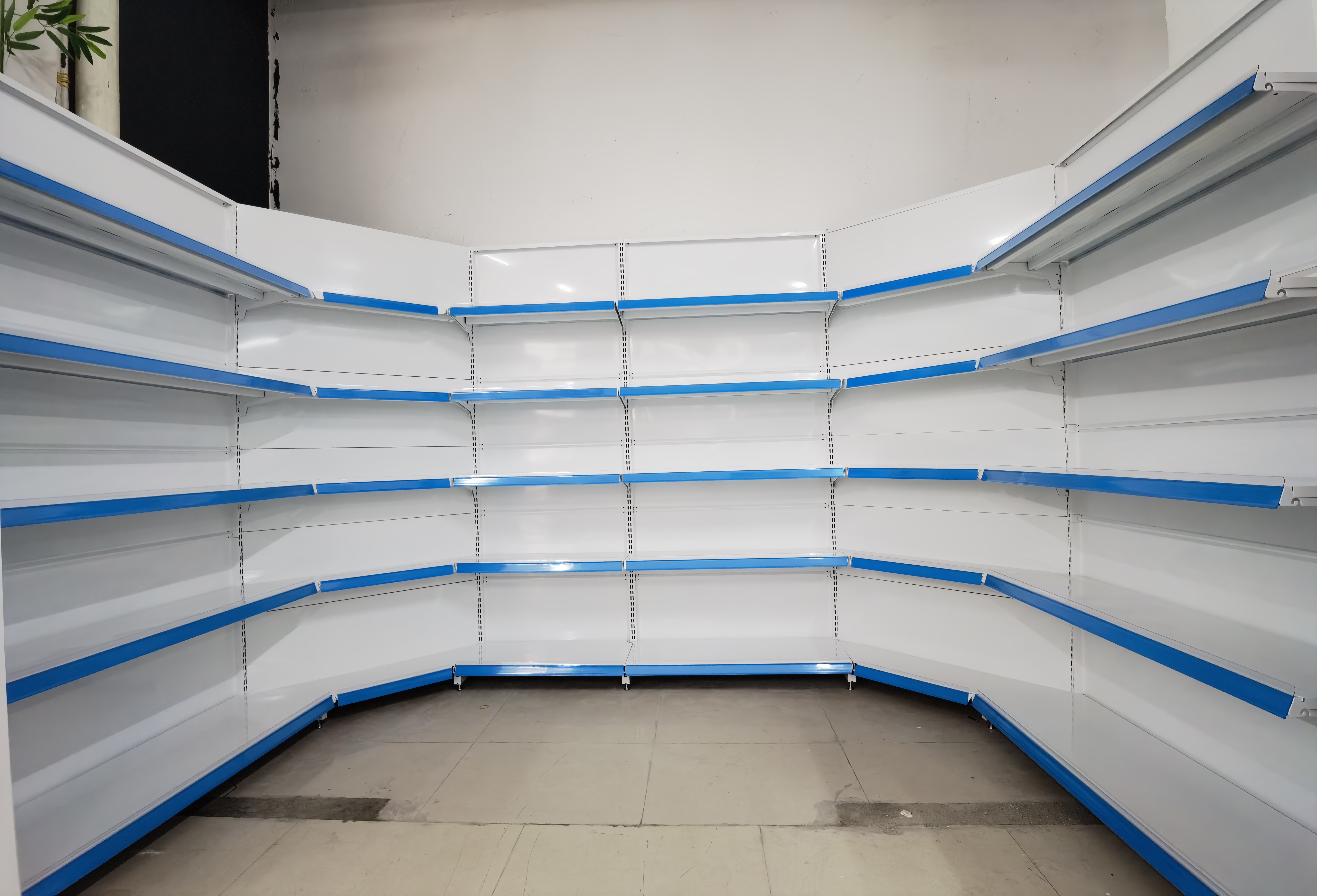 Heavy Duty Double-Sided Metallic Merchandise Shelves for Stationery Pet Convenience Stores