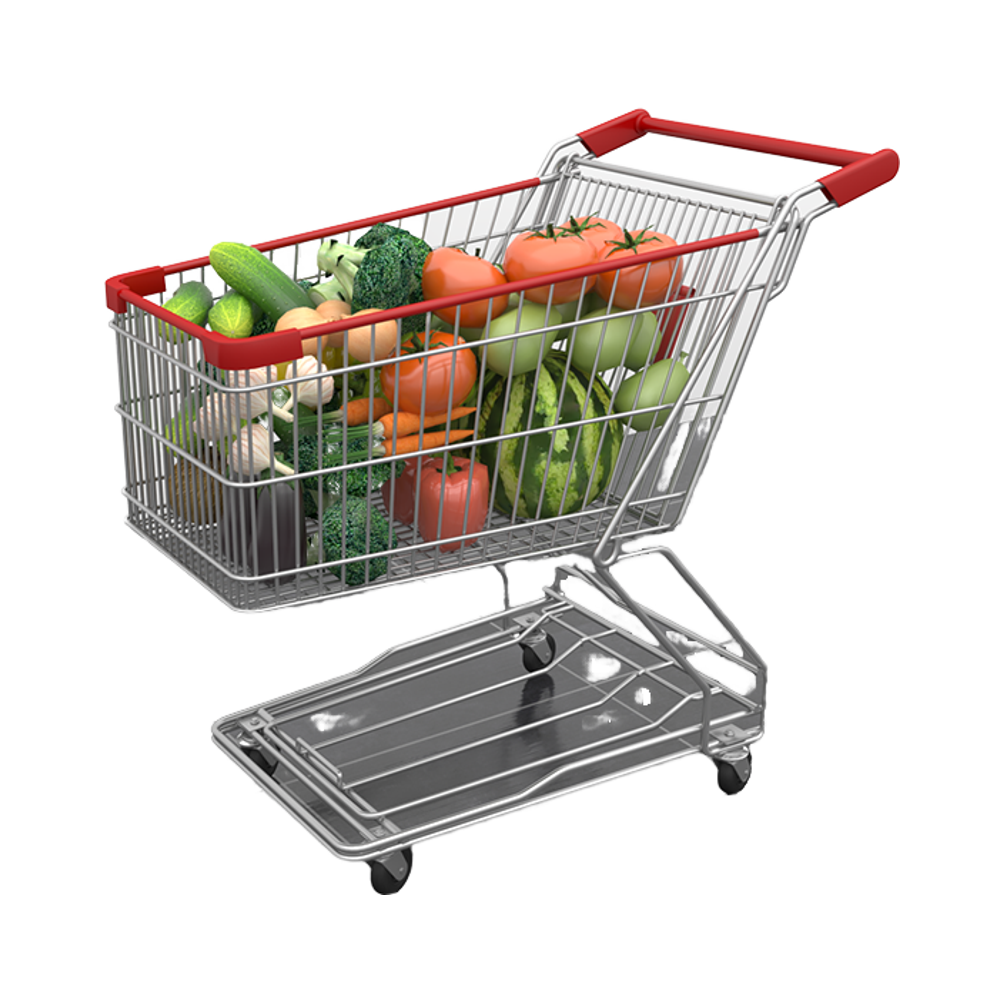 Durable Lightweight Stainless Steel Shopping Cart Repairable Supermarket Trolley with Platform Structure and Line Foot Design