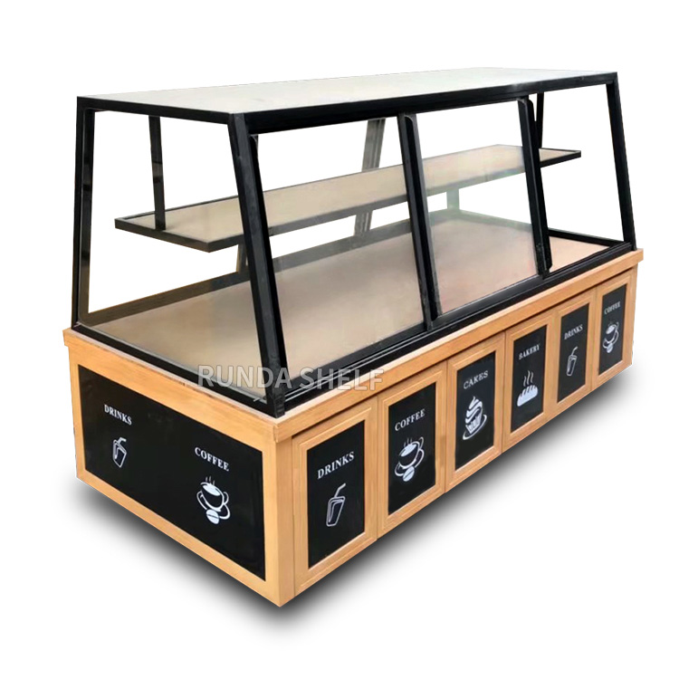 Supermarket Bakery Store Retail Single-Sided Wood Bread Display Stand Rack Light Duty Metal Shelf