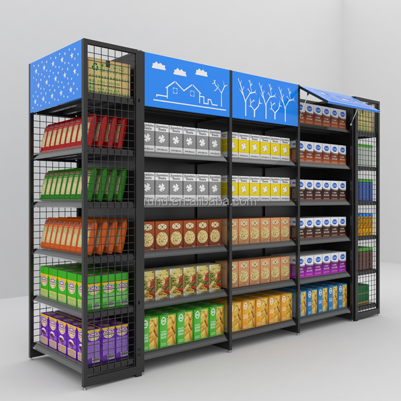 Wholesale Supermarket Gondola Shelving Metal Display Rack Factory Supply