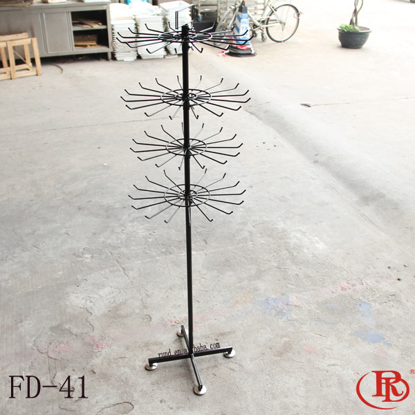 Single-Sided Light Duty Metal/Steel Jewelry Display Shelf Rotating Floor Stand for Body Piercing and Supermarket Rack Use