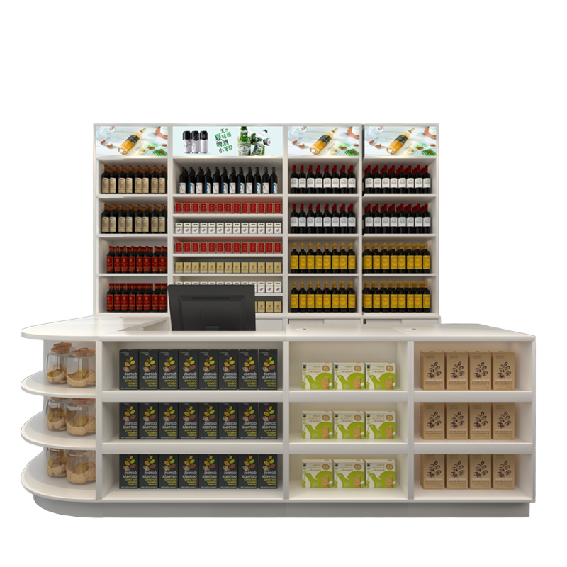 High-Density Single-Sided Supermarket Rack with Light Duty Checkout Counter Convenient Design for Convenience Stores