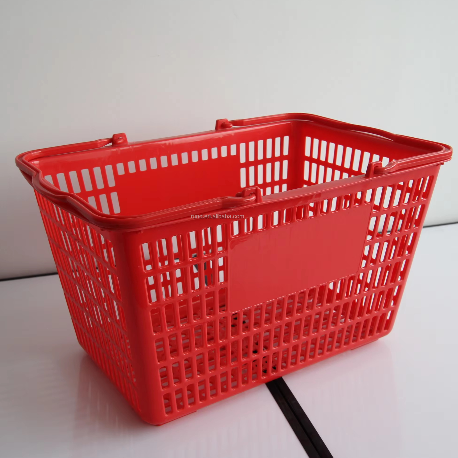 2-Layer Supermarket Shopping Baskets with Wheels Plastic Portable Storage Basket
