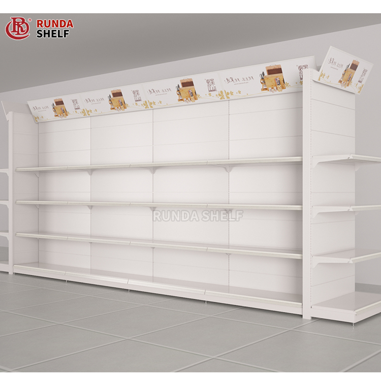 Heavy Duty Single-Sided Iron Supermarket Rack Metal Steel Grocery Store Shelving Dimensions for Iron Gondola