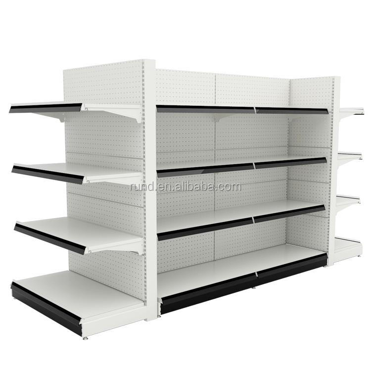 RUNDASHELF Supermarket Shelves Sturdy Light-Duty Metal Rack with Large Capacity Wood Material Display for Grocery Store & Shop