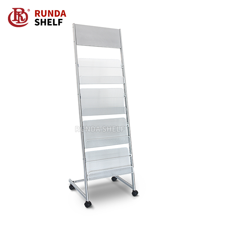 RD-B6 Modern Free Rotating Stand Newspaper and Comic Book Display Rack Metal Retail Shelf for Supermarkets