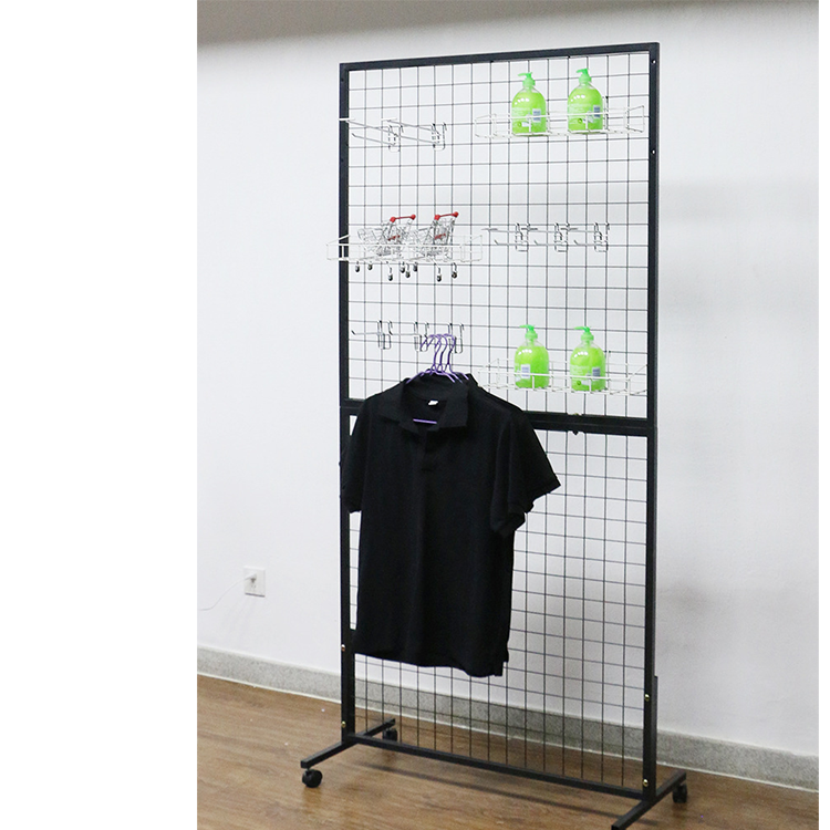 Two Sided White Steel Grid Wall Panel Fruit and Vegetable Display Rack 10 Sets for Shop Window Product Shelf