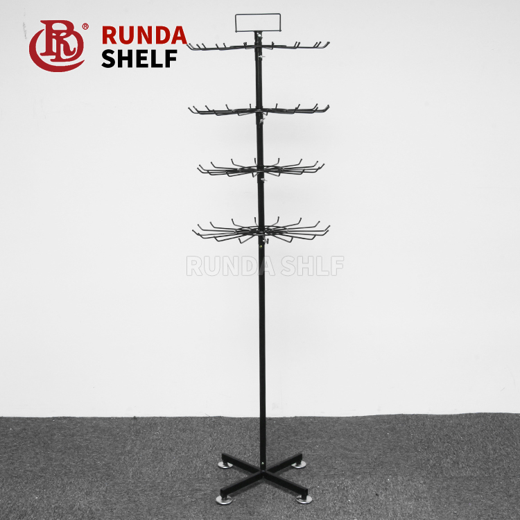 Light Duty Metallic Bag Holder for Hair Extensions Single-Sided Ring Display Stand Supermarket Rack