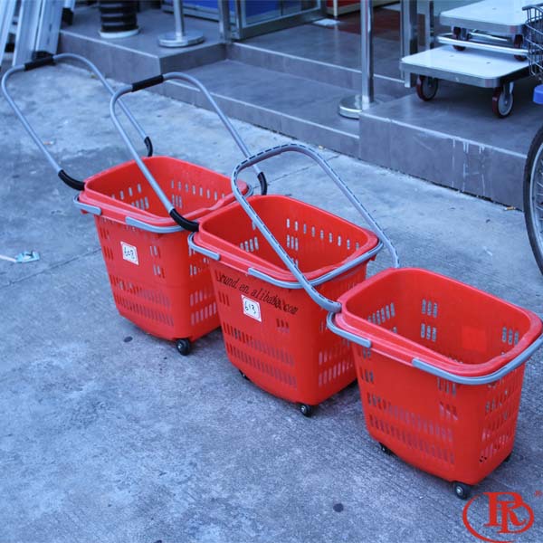 Trolley Supermarket Plastic Cart Collapsible Market Tote Shopping Basket for Shop