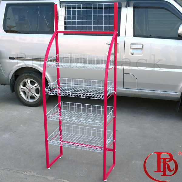 RD-WMS-08 Light Duty Supermarket Rack Retail Store Used Clothing Gondola Shelving Display Hook Vending Stand Metallic Material