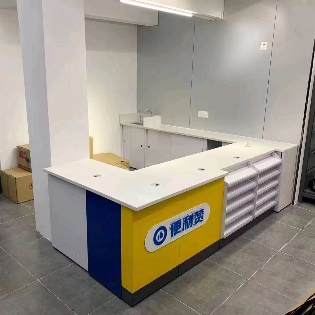 RUNDA RD-015A High Quality Metal Supermarket Checkout Counter Hypermarket Cash Register Checkout Stand Desk