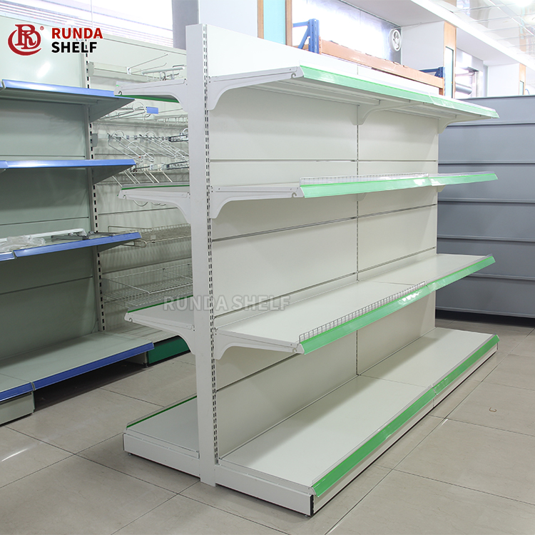 Light Duty Metal Rack with Buckled Back Panel Large Supermarket Display Racking Shelves for Mall Store Commercial Storage Rack