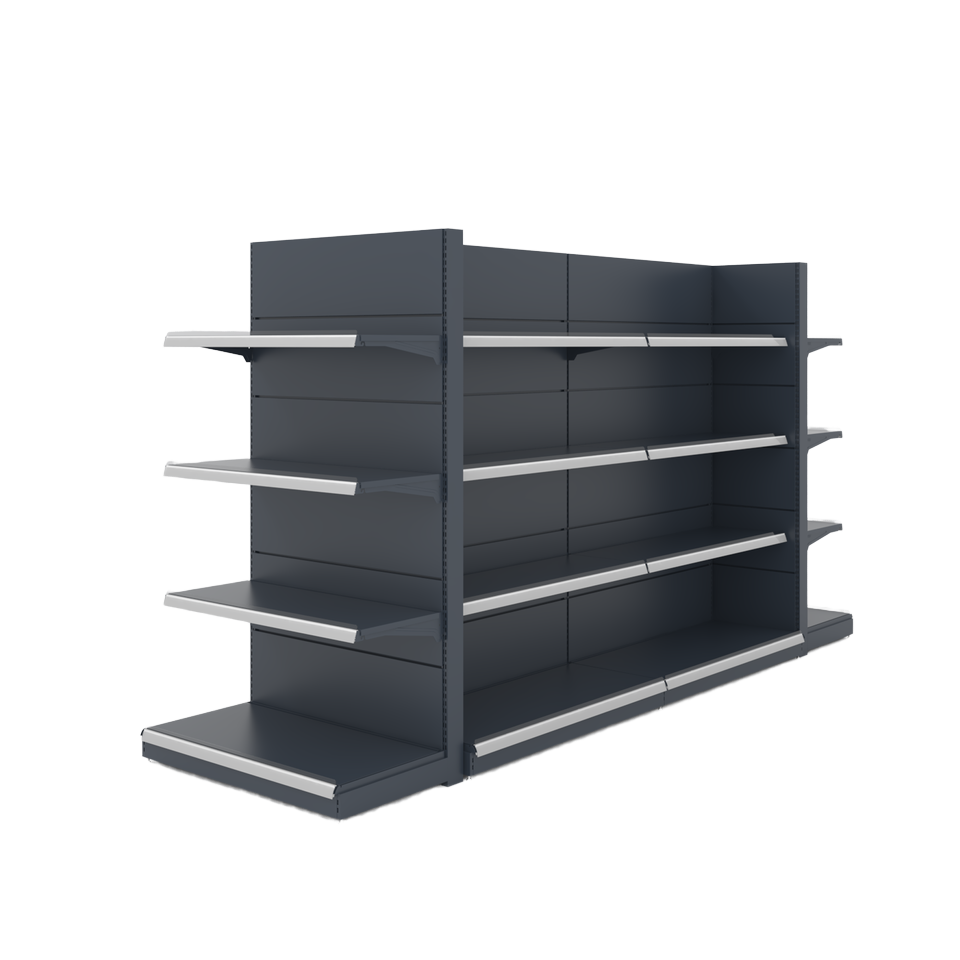 RD 19# Iron Metallic Supermarket Rack Light Duty Solid Shelf Display Racks with Polished/Epoxy Powder/Galvanized Finish