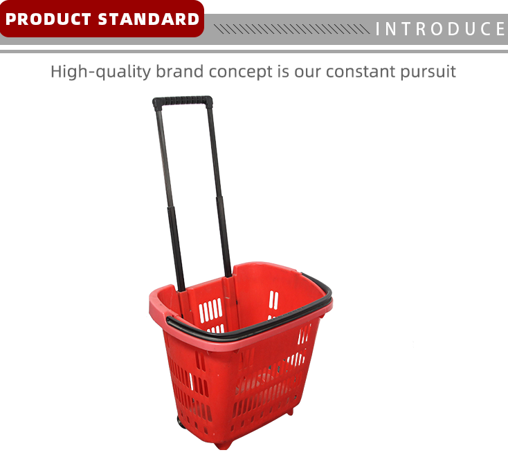 Red Double Pole Shopping Basket for Grocery and Retail Store