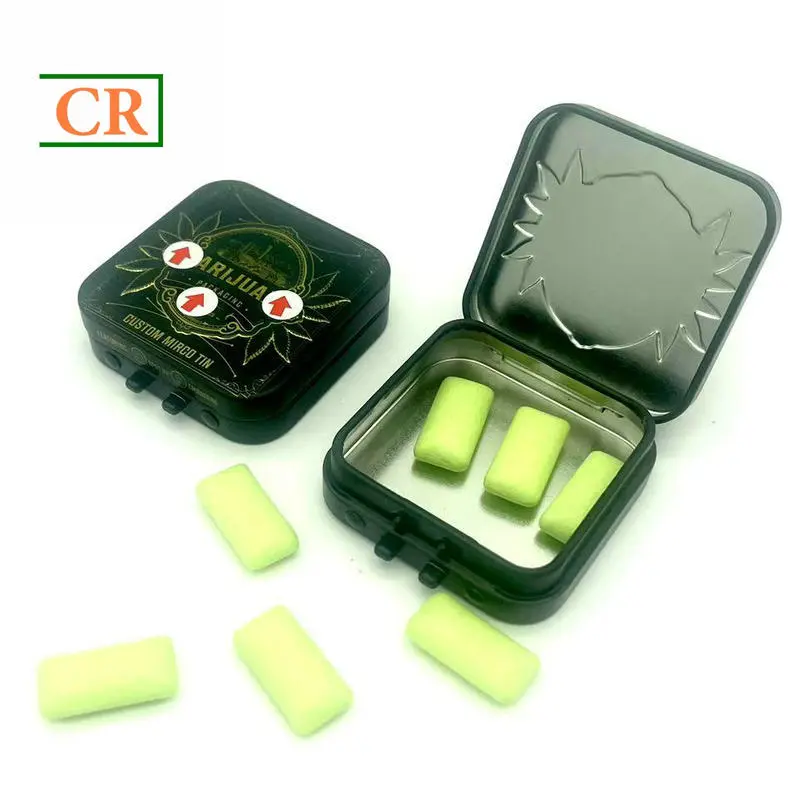 OEM Micro Suqare Child Resistant Tin Box wih Button for Mints Manufacturers, Supplier