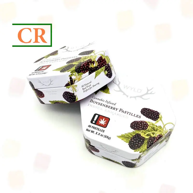 OEM Hexagon Hinged Child Resistant Tin Box for Mints Factory, Factories